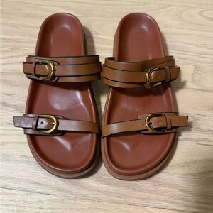 Zara Black and Brown Slide Sandals